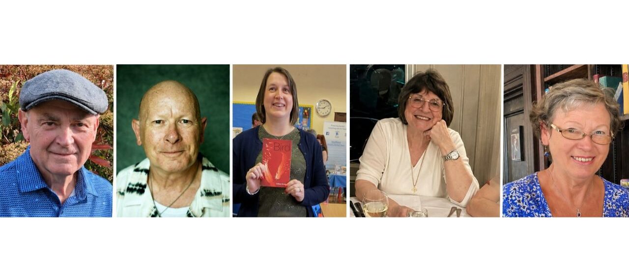 Headshots of 5 people in a collage.