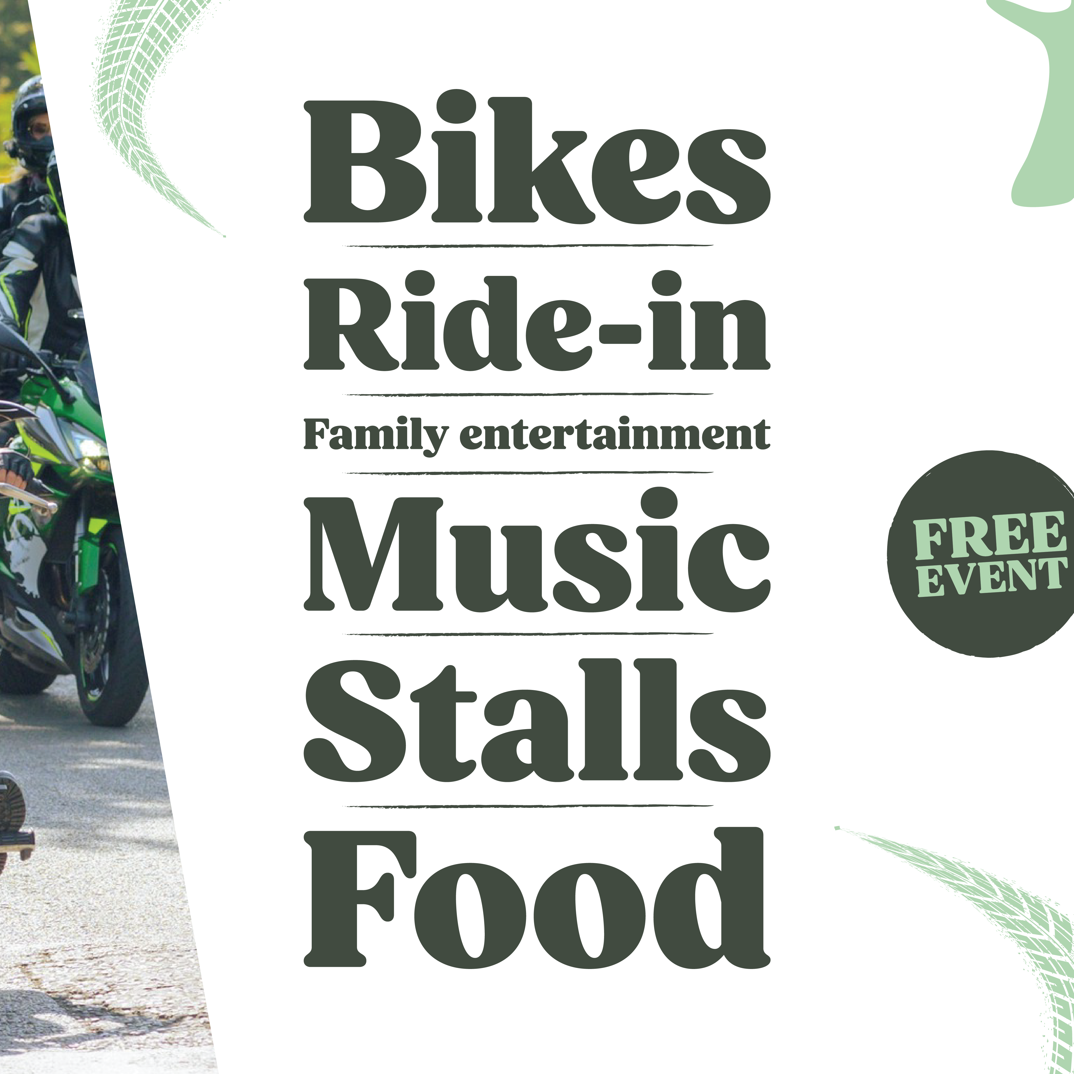 Bikes ride-in family entertainment music stalls food