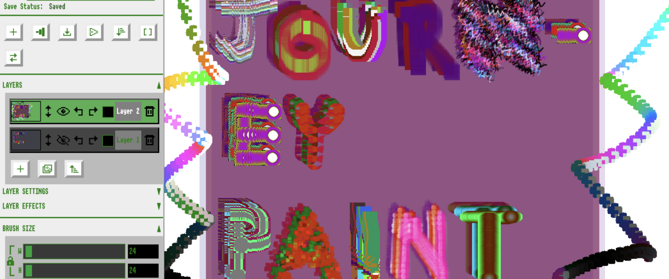 multicoloured hand drawn digital text which says 'Journeypaint'